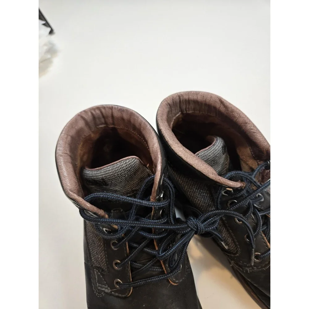 OluKai Hualalai Boots Mens Size 11 Black Leather Ankle Lace Up Casual Boots